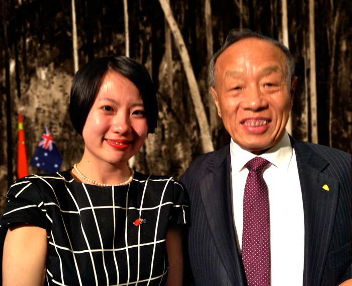 Julia (Ting Ting) Gong with China’s former Minister for Foreign Affairs, Mr Li Zhaoxin